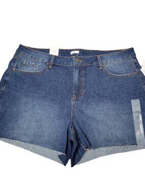 Dip High Rise Raw Hem Stretch Medium Wash 4.5" Denim Shorts Women Sz 20W